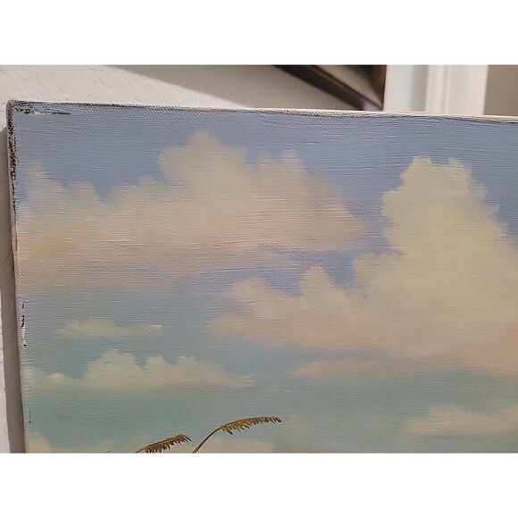 Vintage Original Oil Painting on canvas seascape by Marion Gray '77 Nederland Tx - Picture 4 of 12